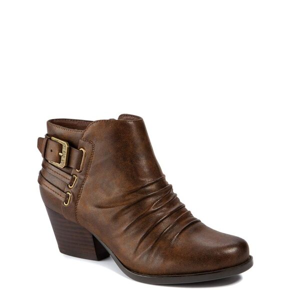 BARETRAPS Womens Black Pull Tab Buckle Accent Comfort Charee Round Toe Block Heel Zip-Up Booties M